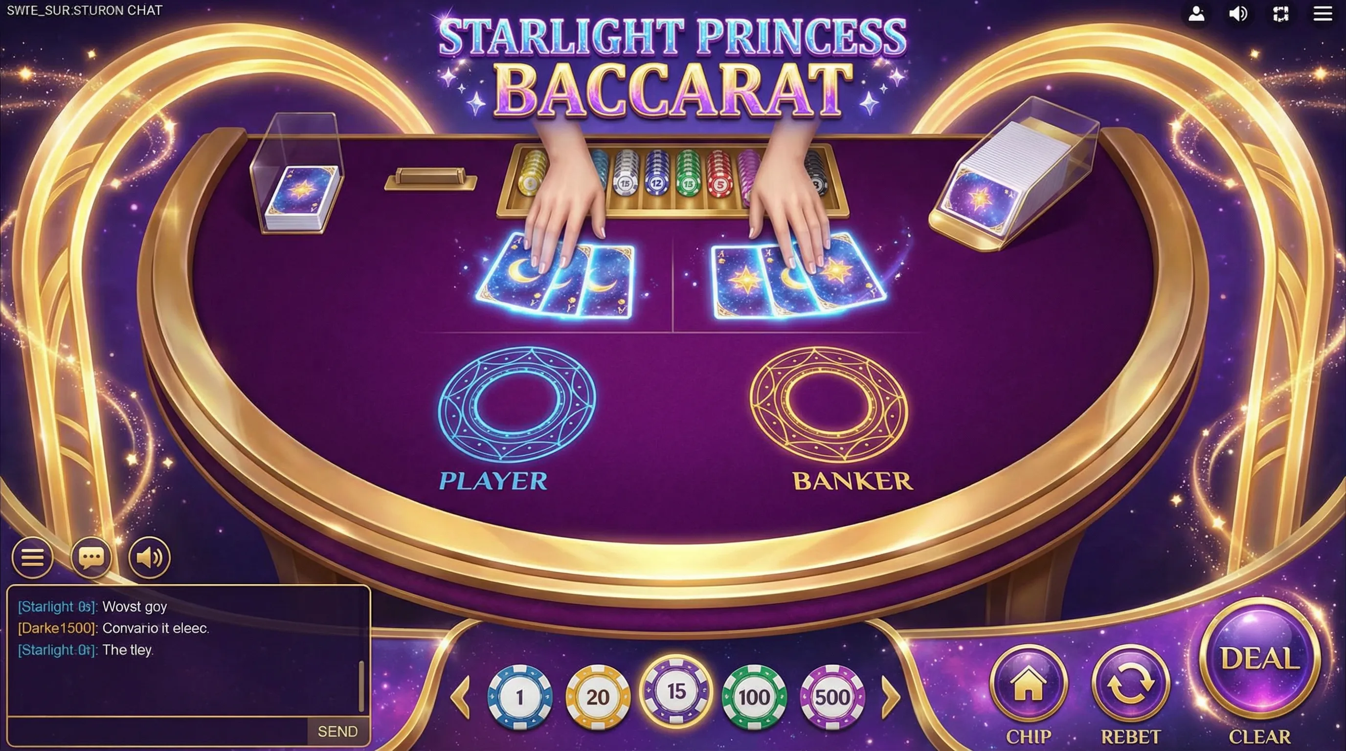 Interface de jogo do Bacará betnacional